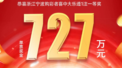 【开奖公告】我省宁波喜中1注大乐透一等奖